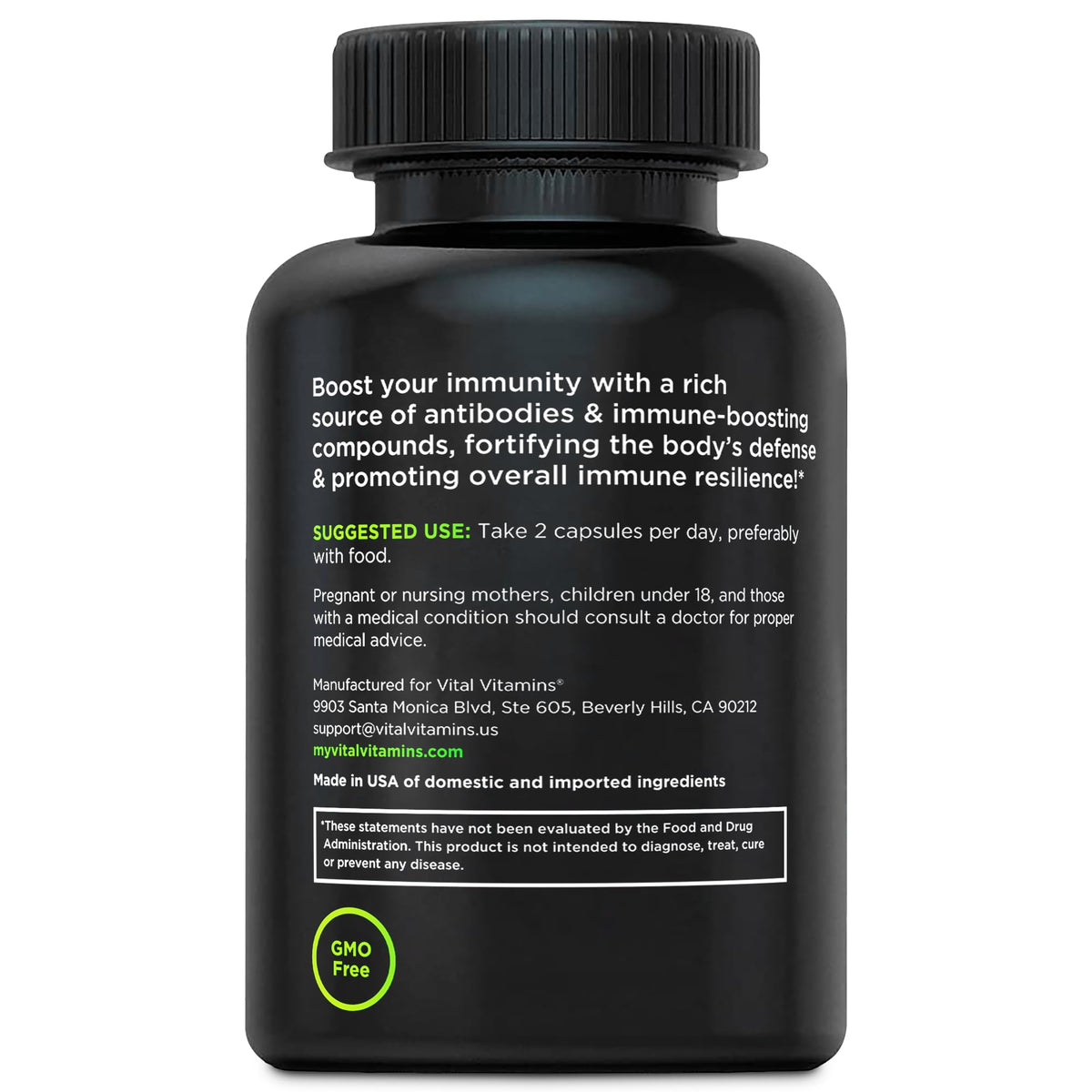 Vital Vitamins Colostrum Supplement, 30% IgG, Grass-Fed Bovine, 60 Capsules | Supports Immune Defense & Gut Health, Colostrum with Vitamin C, Zinc, & Selenium, Non-GMO