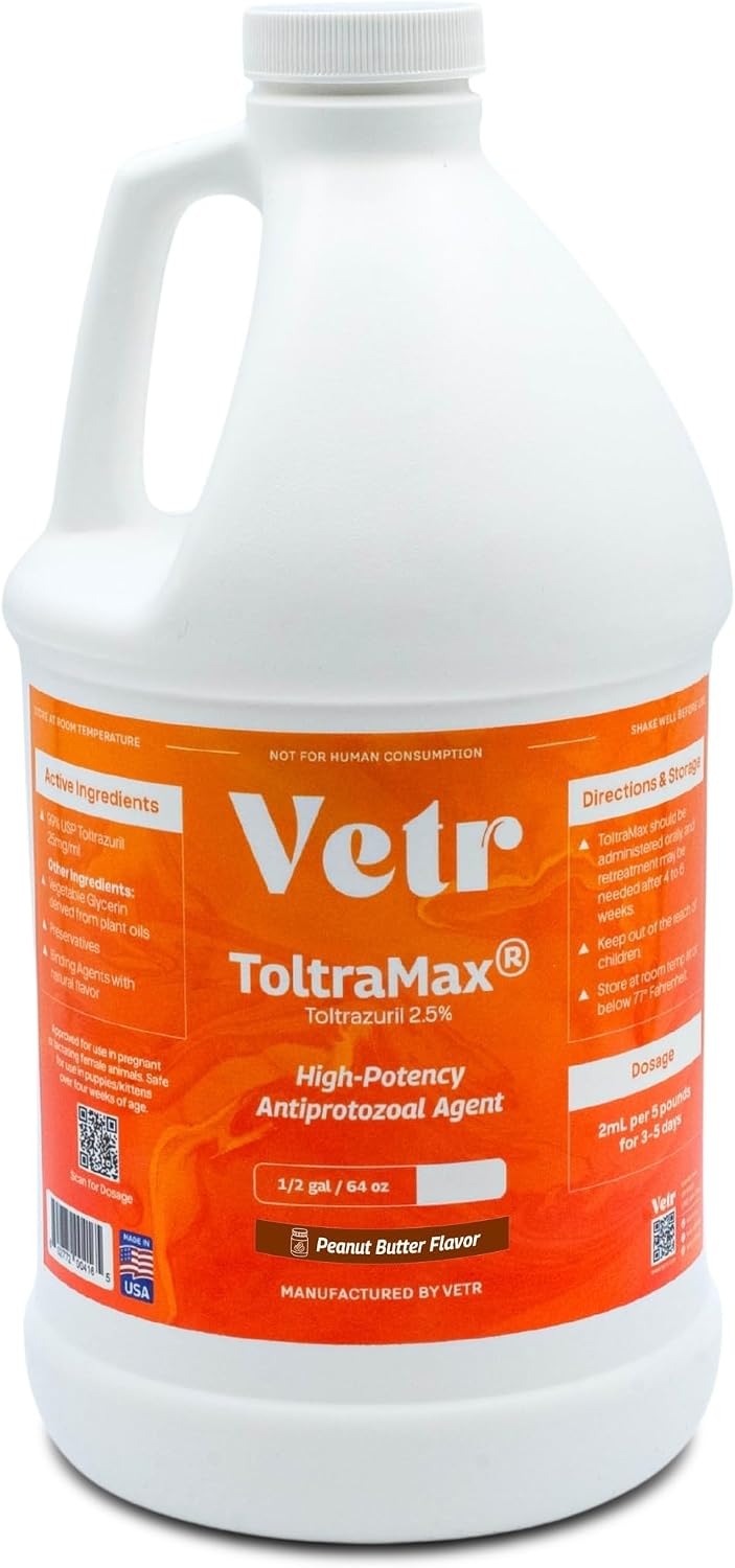 Toltrazuril 2.5% for Horses, Dogs, Cats, 1/2 Gallon, For Non-food chain animals, Peanut Butter