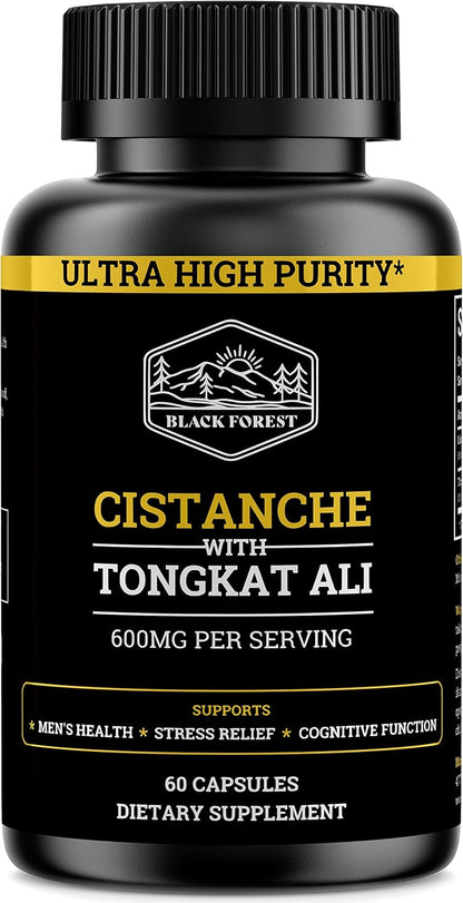 Cistanche Tubulosa 200mg & Tongkat Ali 400mg (Max Purity) 2 Month Supply (50% Echinacoside + 10% Acetoside with Tongkat Ali for Men 200:1 (Longjack) Eurycoma Longifolia) similar to Fadogia Agrestis