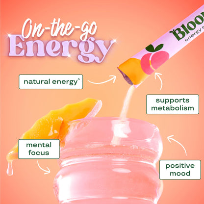 Bloom Nutrition Energy Drink Powder Packets, Strawberry Watermelon, 10 Ct | Sugar Free Drink Mix with L-Theanine, B Vitamins & Natural Caffeine, On the Go Powder Sticks for Natural Energy, 10 Calories