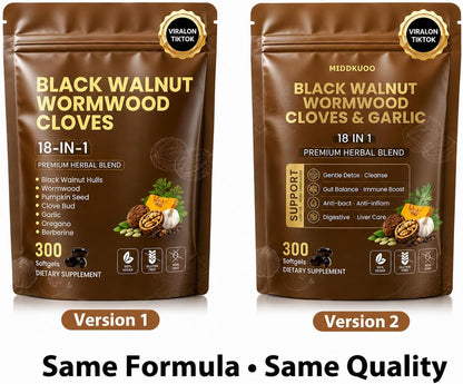 18-in-1 Wormwood Black Walnut Clove Herbal Cleanse Supplement |300 Softgels