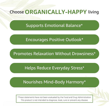Bodymune Organic MoodBliss | Supports a Calm, Relaxed & Positive Mood* | with Ashwagandha, St. John's Wort & Lemon Balm | USDA Organic, USA-Made, Non-GMO, Gluten-Free - 60 cts.