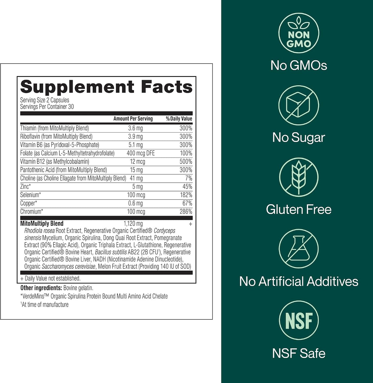 MitoMultiply – Mitochondrial Support with Glutathione, SOD, Catalase, NADH, Bacillus Subtilis – Boosts Cellular Energy, Absorption, Bioavailability – 60 Capsules
