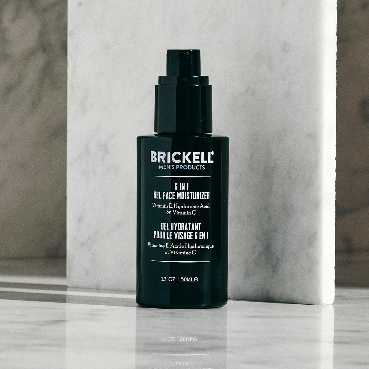 Brickell Men's 6 in 1 Gel Face Moisturizer for Men, Gel Moisturizer With Hyaluronic Acid, Peptides, and Vitamin C, 1.7 ounces, Unscented