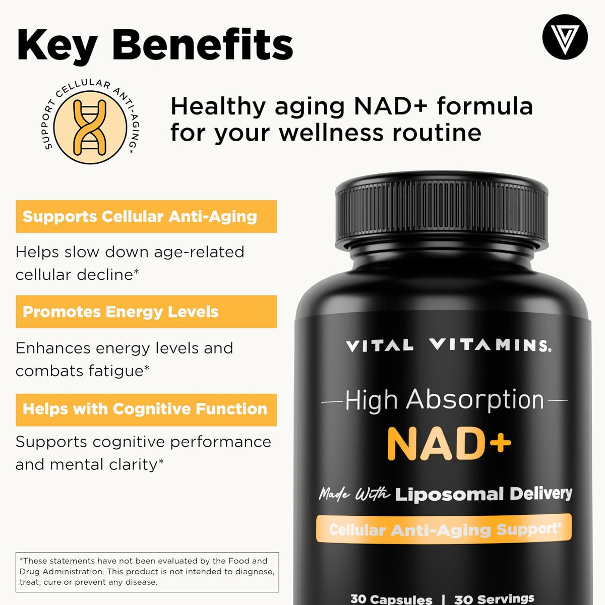 Vital Vitamins Multi Collagen Peptides Powder + NAD+ Supplement