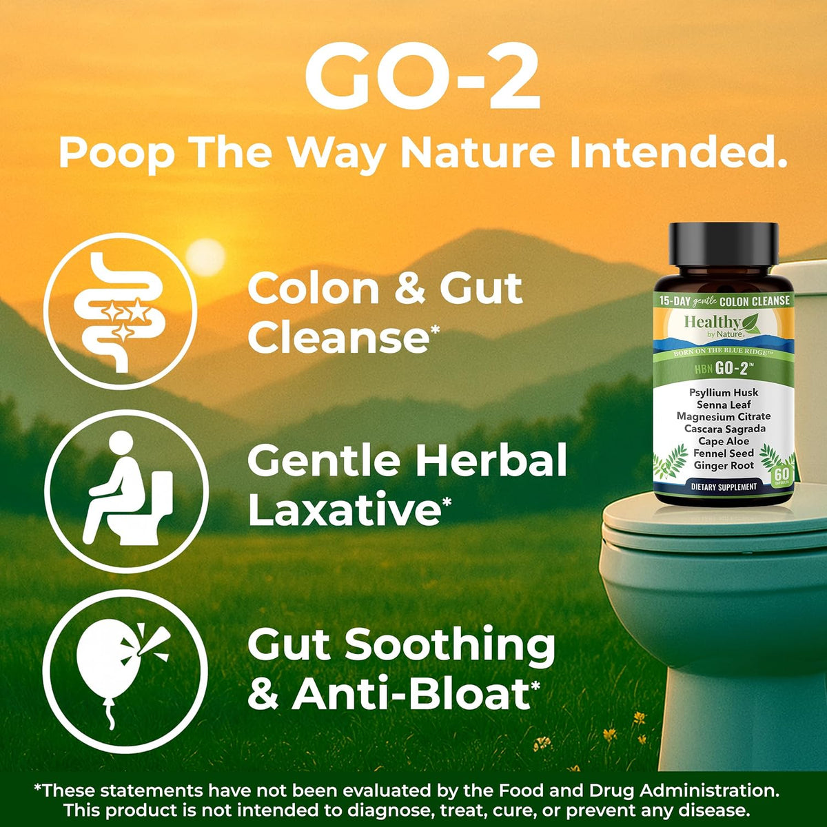 Colon Cleanse & 15 Day Gut Cleanse for Women, Men - Gentle Natural Herbal Laxative & Bowel Movement Supplement - Gut Detox Support and Relief of Occasional Constipation, Bloating (60 Count)