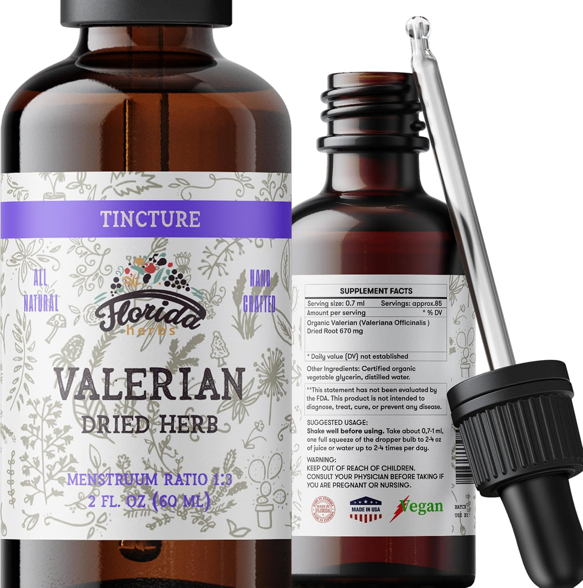 Valerian Tincture, Valeriana Extract, Valeriana Drops (Valeriana Officinalis) Dried Root