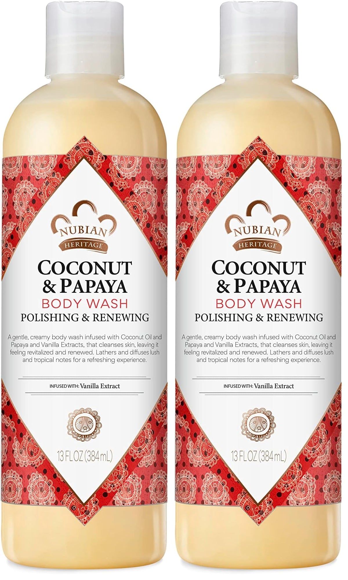 Nubian Heritage Body Wash Goats Milk and Chai Soothing & Hydrating Body Cleanser Made with Fair Trade Shea Butter, 13 oz