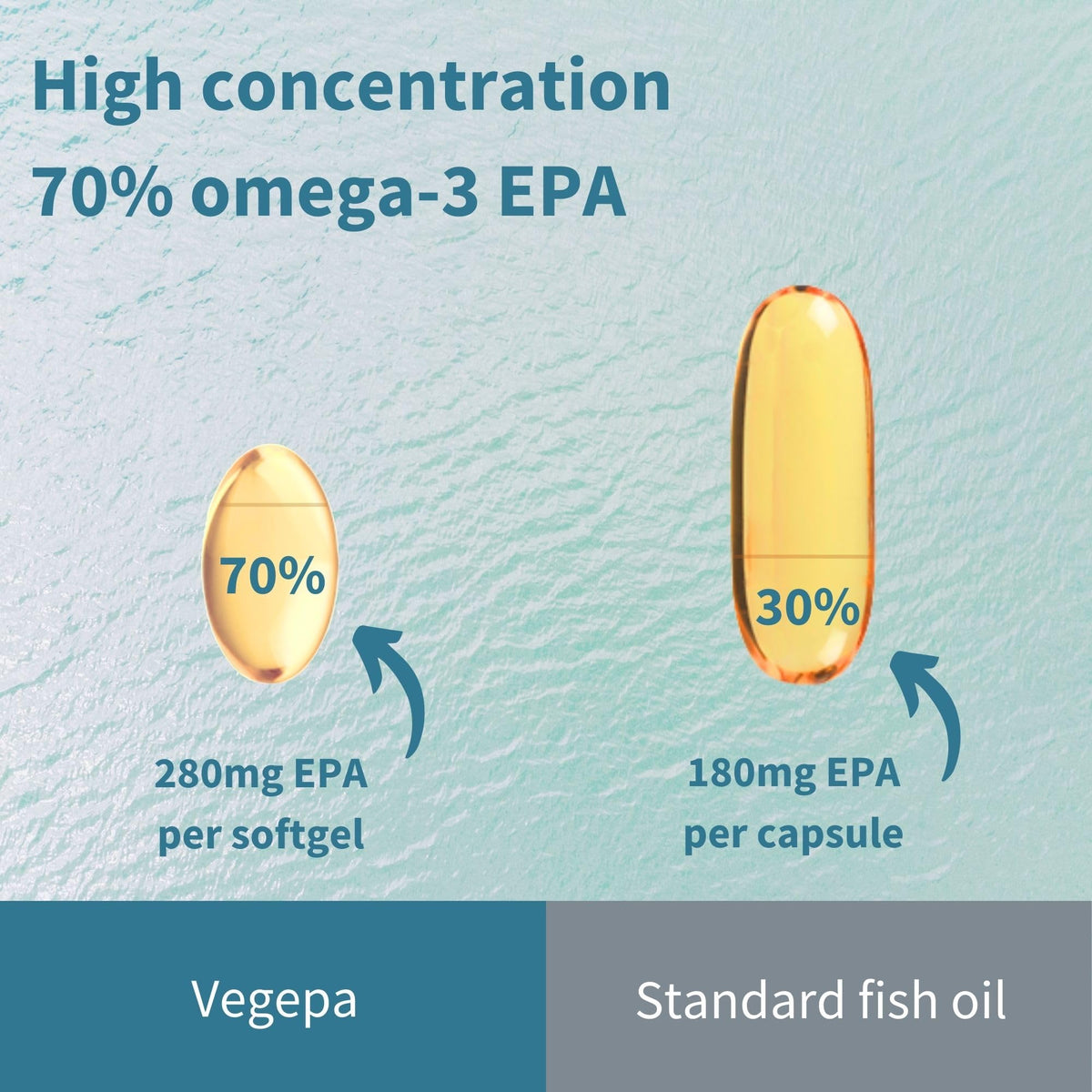 Igennus Vegepa Omega 3 Wild Fish Oil & Evening Primrose Oil Blend, 560 mg EPA Plus GLA, 60 Small Softgels
