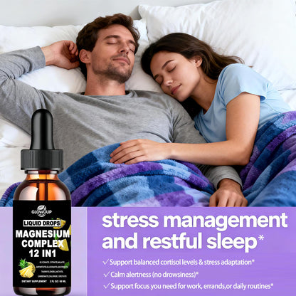 Magnesium 12 in 1 Complex 1000mg Supplement for Women & Men, High Absorption Liquid Magnesium W/Glycinate Citrate Malate Taurate Oxide Aspartate Orotate, Calm Magnesium for Sleep Muscle Heart Support GLOVVUUP buy supplements Au