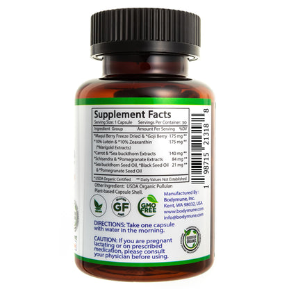 Bodymune EyeCare with Astaxanthin, Lutein & Zeaxanthin Advanced Eye Health Supplement – Supports Retina Health, Dry Eyes & Vision Clarity – 60 Capsules – Plant-Based & Non-GMO, Vegan, Gluten-Fre