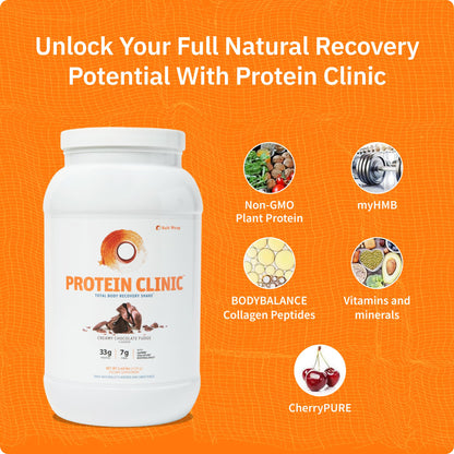Protein Clinic - Collagen Protein Powder Recovery Shake, Vanilla | Dairy-Free with myHMB, CherryPURE and Prebiotic Fiber for Muscle, Joint and Digestive Support, Vitamin D3 and K2