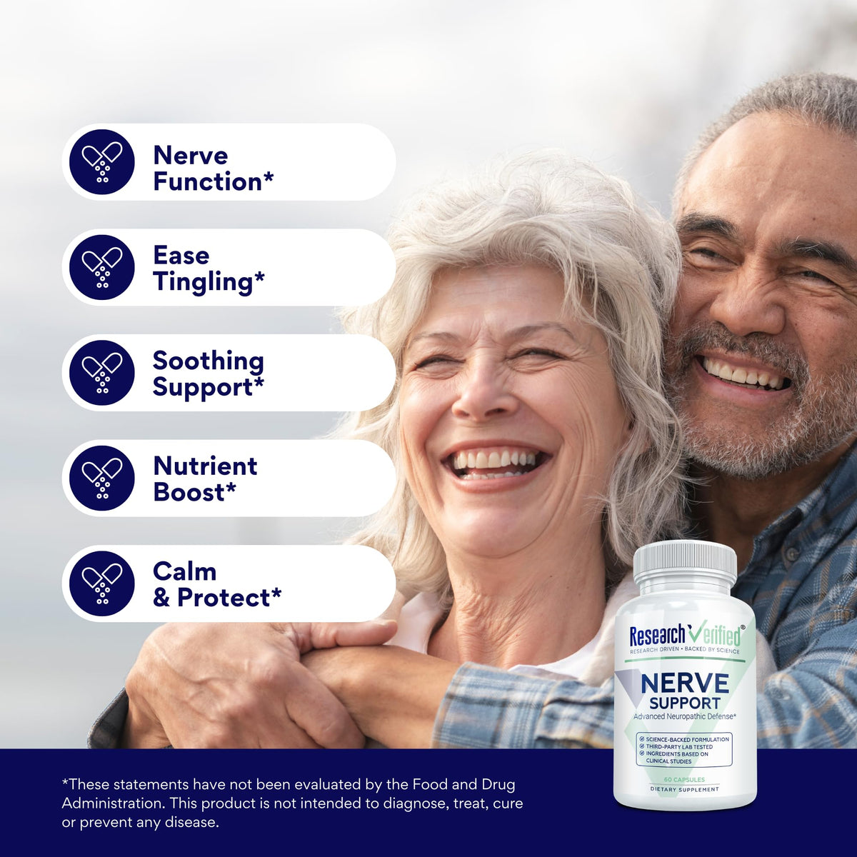 Research Verified Nerve Supplement - ALA, Magnesium, B Vitamins, Boswellia, Corydalis, BioPerine - Antioxidant & Nutritional Support - 60 Vegan Capsules - Pack of 3