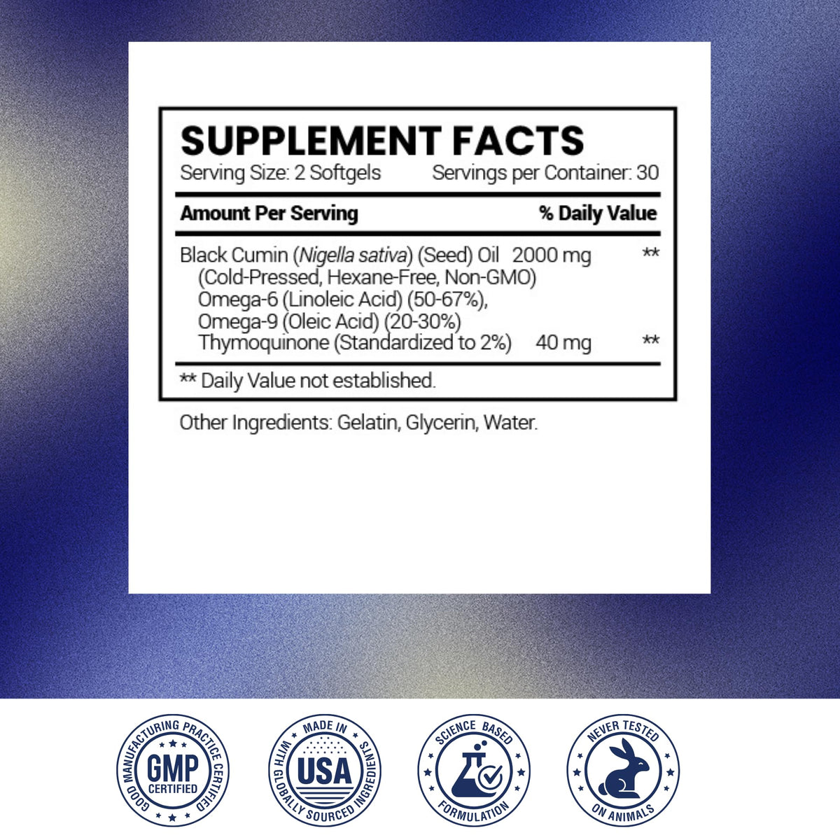 Research Verified Black Seed Oil - 60 Softgels - Boost Immunity, Support Digestion, Improve Respiratory Function - Cold-Pressed - 2% Thymoquinone (TQ)