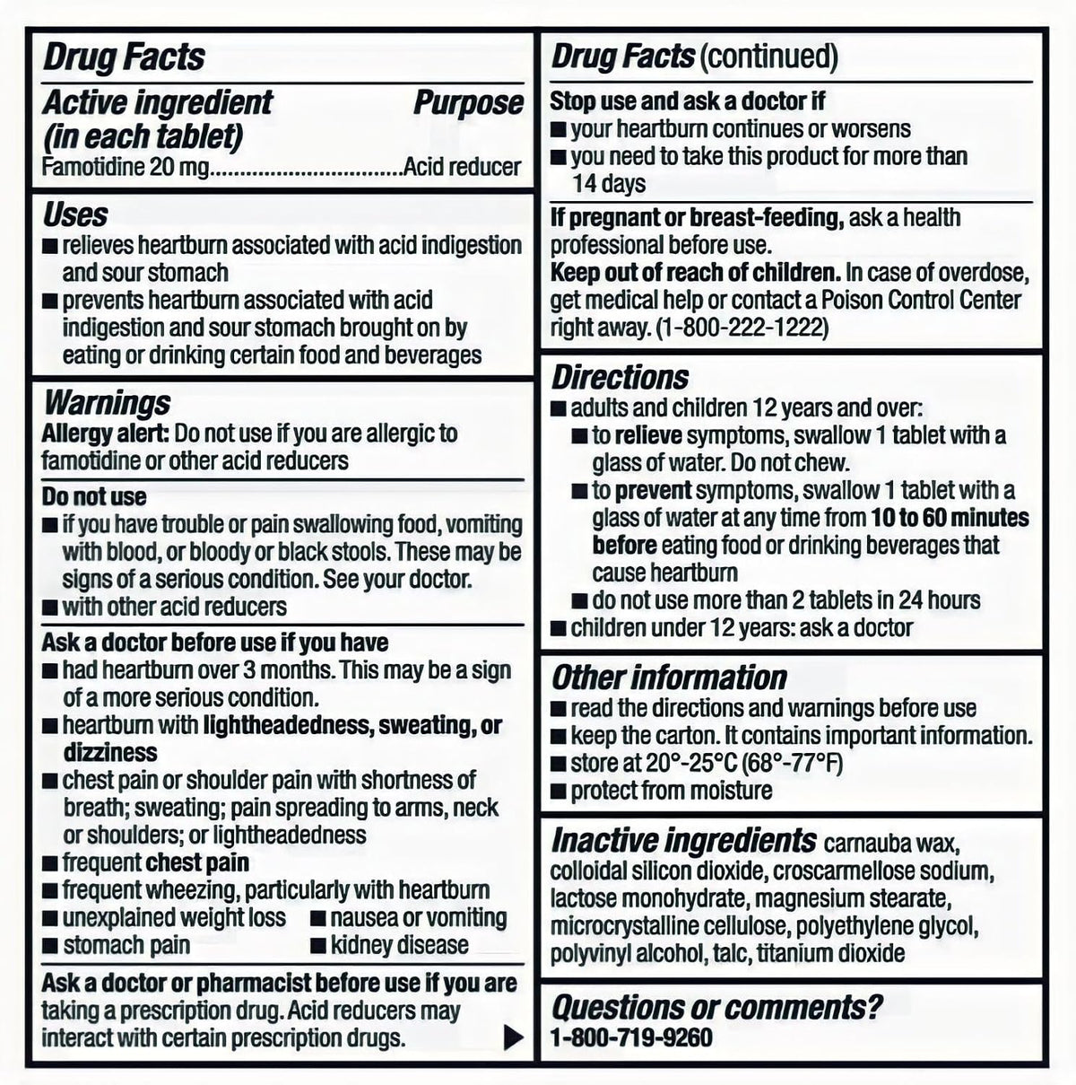 berkley jensen Maximum Strength Famotidine 20 mg, Acid Reducer Tablets, Relieves Meal-Induced Heartburn & Acid Indigestion Symptoms, All-Day Heartburn Prevention & Relief, 125 Count (Pack of 2)