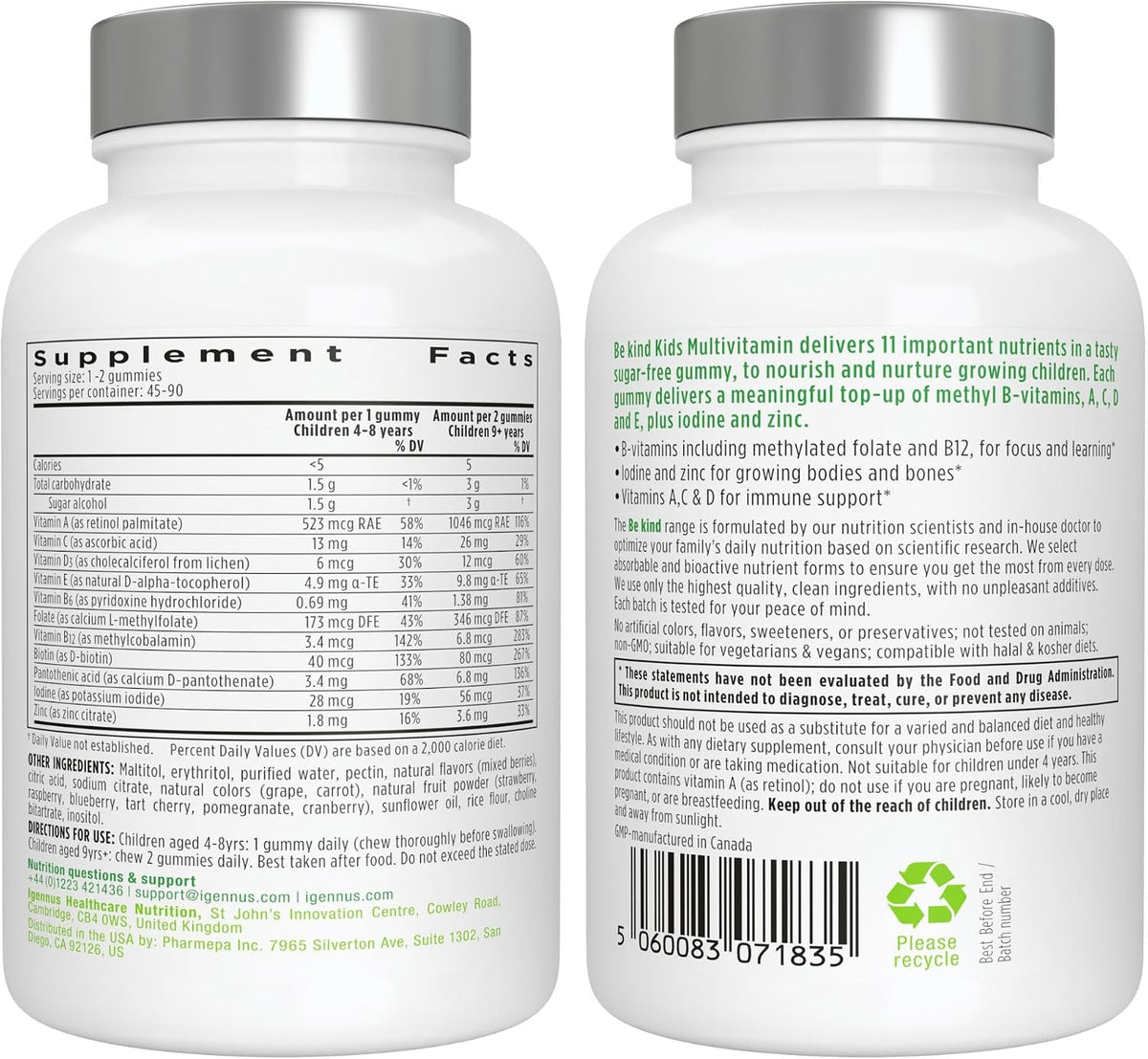 Vegan Omega-3 Algae Oil + Advanced Kids Multivitamin Gummy Bundle, High Concentration DHA & EPA + Vitamin A, B, C, D3 & E, Clean Ingredients 60 Softgels + 90 Berry Flavor Gummies, by Igennus