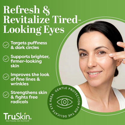 TruSkin Peptide Eye Cream Gel for Dark Circles, 0.5 fl oz | With Hyaluronic Acid to visibly smooth fine lines, hydrate and depuff tired-looking under eyes with a lightweight feel