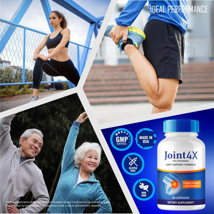 Joint4X Joint Support Capsules, Official Joint-4X Supplement Pills, All-Natural Formula to Fortify Bones and Bolster Flexibility - Maximum Strength, Joint 4X Pills Reviews (60 Capsules) IDEAL PERFORMANCEBuy Supplements Australia