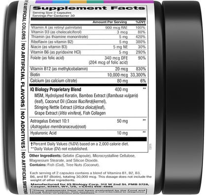 IQ BIOLOGY Biotin Bundle for Hair Growth with Collagen & Keratin for Hair Loss & Thinning Hair - Hair Skin and Nails Vitamins for Women & Men - Healthy Regrowth, Skin Glow & Nail Repair - 180 Caps