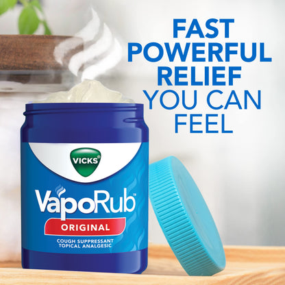 Vicks VapoRub, Original, Cough Suppressant, Topical Chest Rub & Analgesic Ointment, Medicated Vicks Vapors, Relief from Cough Due to Cold, Aches & Pains, 1.76oz each (pack of 3) Vicks buy supplements Au