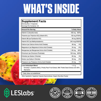 LES Labs DeToxx – Better Mornings & Recovery, Liver Support, Electrolyte Replenishment & Glutathione Support – Prickly Pear, Milk Thistle & NAC – Non-GMO Supplement – 60 Capsules LES Labs buy supplements Au