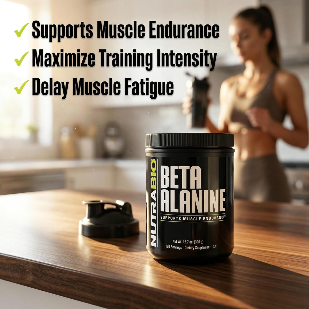 NutraBio Beta Alanine Pre-Workout Supplement - Beta Alanine Powder- 360g Powder