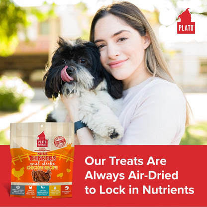 Plato Meat Sticks Salmon Dog Treats, Air-Dried High-Protein Soft Chews with Omega Fish Oil (EPA & DHA), 10 oz