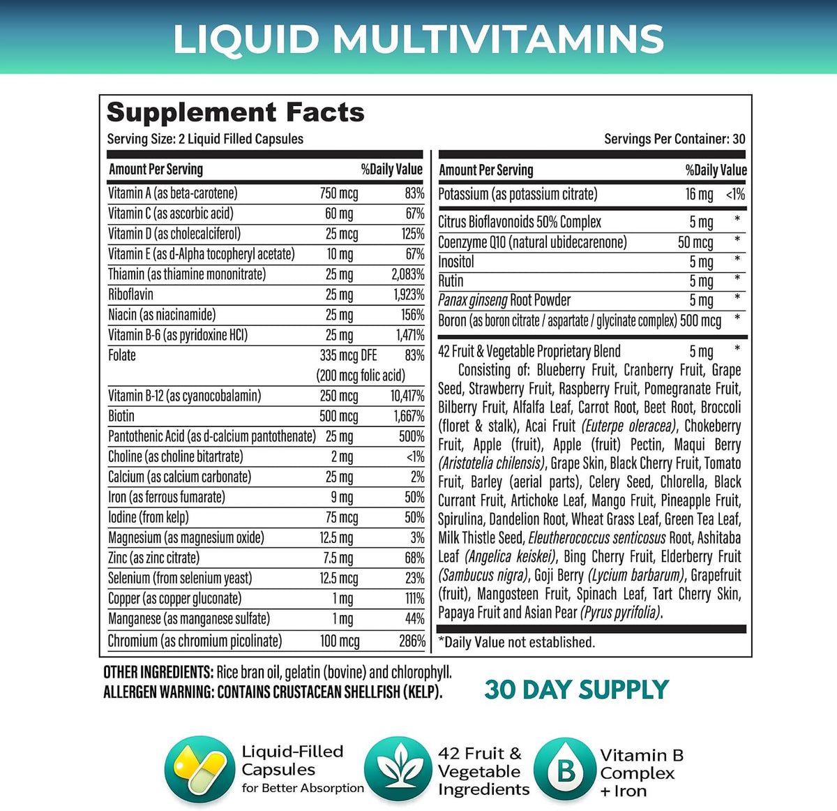 Grab The Gold Women's Multivitamin Capsules 42 Fruits & Vegetables