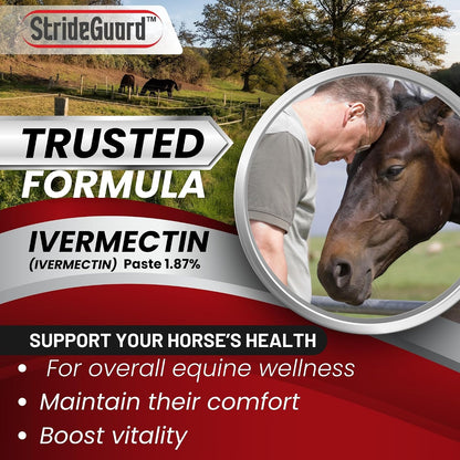 Ivermectin Horse Paste 1.87% – Apple Flavored Oral Horse Dewormer Syringe – 6.08g Tube Treats Horses Up to 1250 LB [Pack-3]