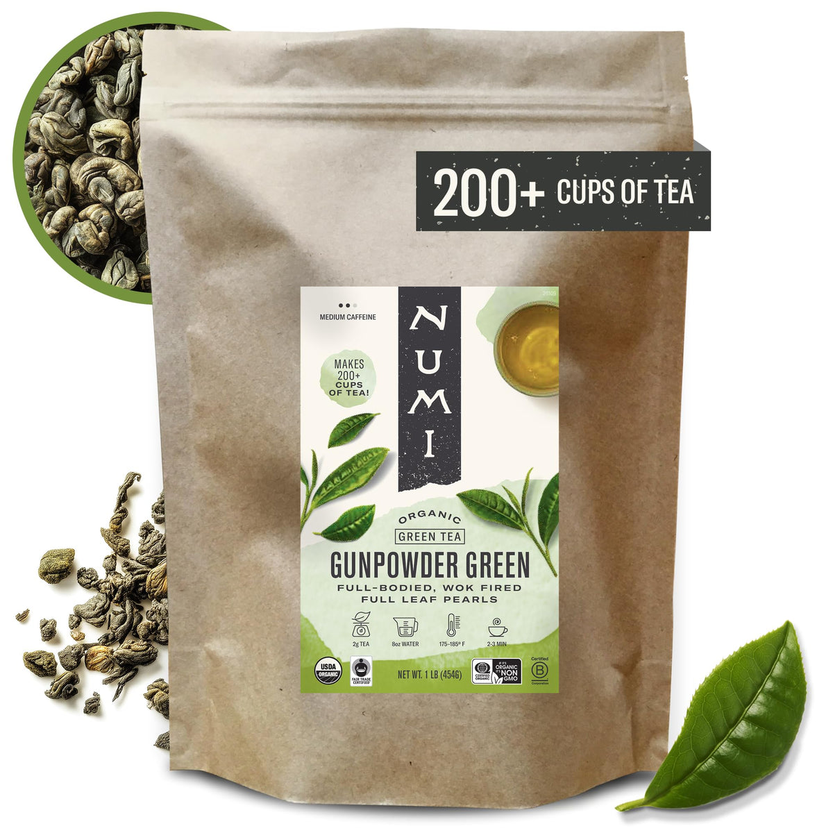 Numi Organic Jasmine Green Tea 16 Ounce Pouch Brews 200 Cups