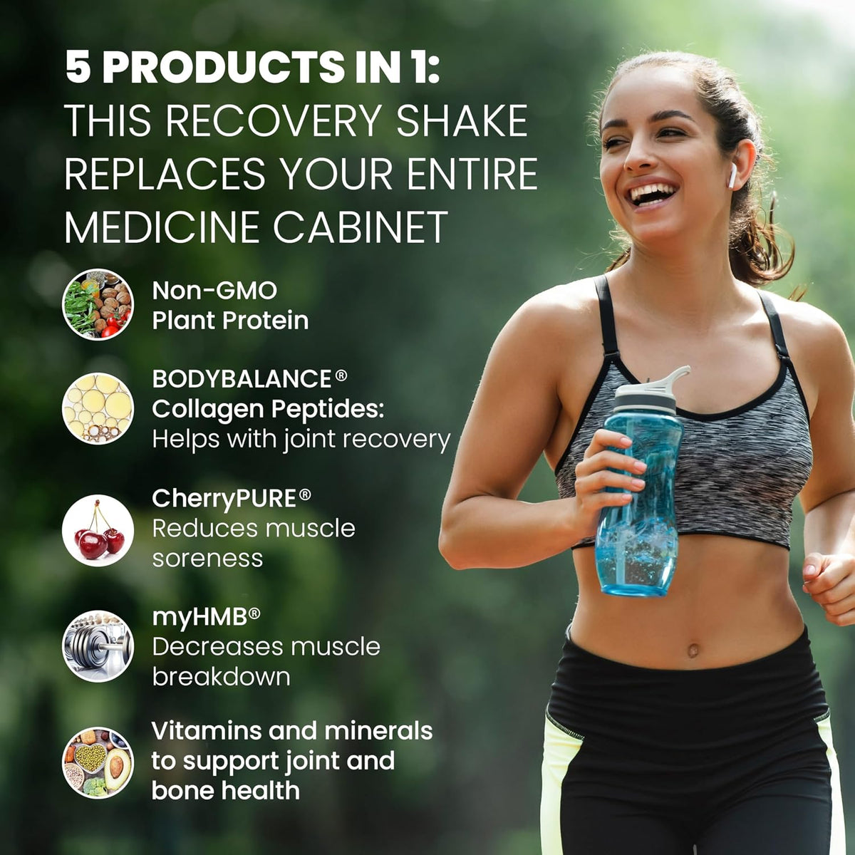 Protein Clinic - Collagen Protein Powder Recovery Shake, Vanilla | Dairy-Free with myHMB, CherryPURE and Prebiotic Fiber for Muscle, Joint and Digestive Support, Vitamin D3 and K2