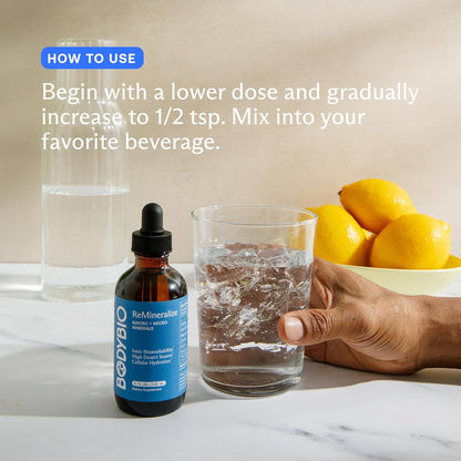 BodyBio ReMineralize - Essential Ionic Trace Minerals for Hydration & Detox | Over 72 Bioavailable Trace Minerals for Rapid Absorption
