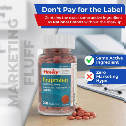 TIME-Cap Labs 200 Tablets Ibuprofen 200mg Coated - Pain Reliever & Fever Reducer (NSAID) for Adults, Helps with Headache, Back Pain, Muscle Aches, Toothaches, Menstrual Cramps & Minor Arthritis Pain TIME-CAP LABS, INC.Buy Supplements Australia