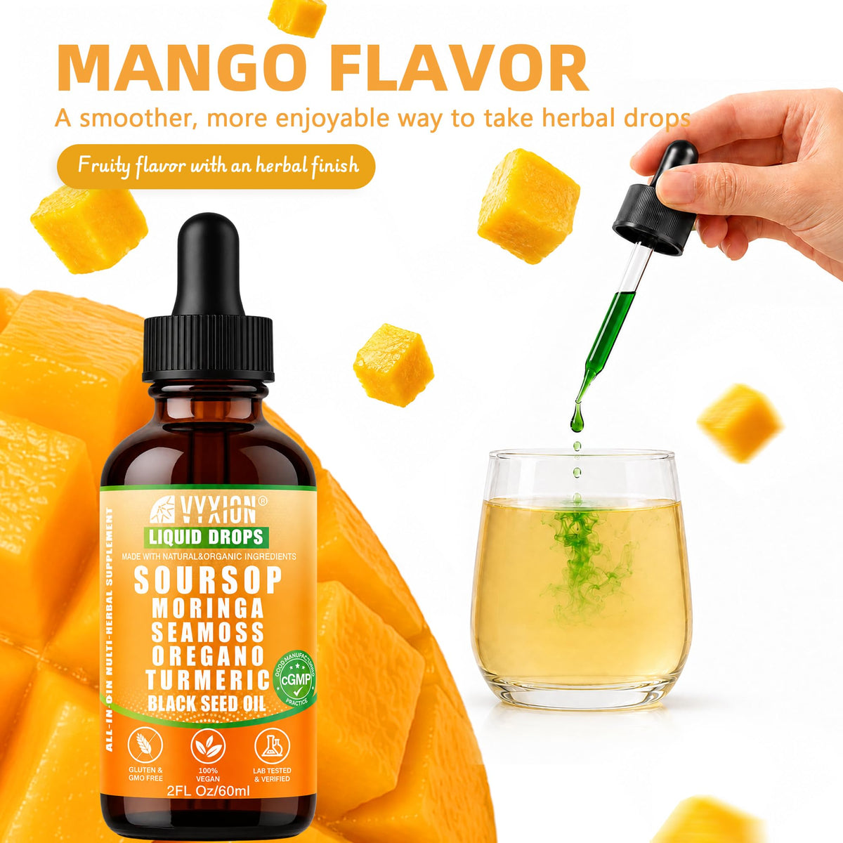 Soursop Bitters Liquid Drops 10 in 1 with Sea Moss, Moringa, Turmeric, Black Seed Oil, Oregano, Ashwagandha | Herbal Extracts for Overall Health-Enhancing |Vegan, Non-GMO| 2 Fl Oz(Mixed Berry Flavor)