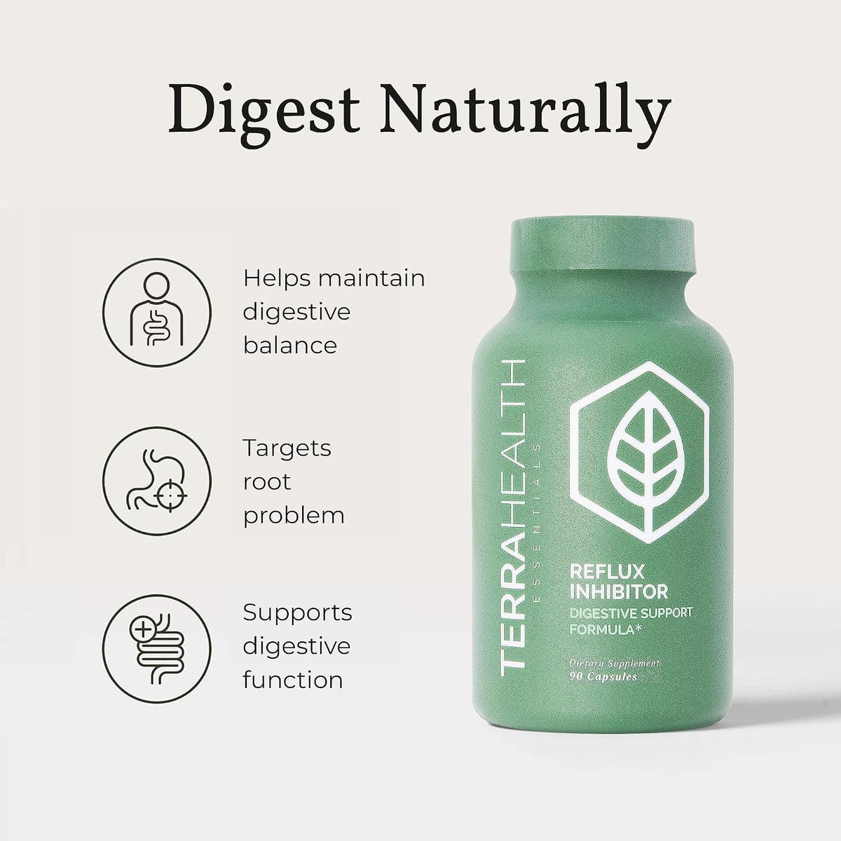 Terra Health Essentials Acid Balance & Digestive Support Bundle - Plant Based Acid Relief Supplement with Slippery Elm, DGL Licorice - Reflux Inhibitor Digestive Support with Pepsin, Betaine HCL