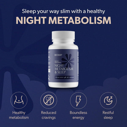 BIOMA Digestive Health & Night Metabolism Bundle – Probiotic Gut Support + Sleep & Metabolism Formula – Promotes Healthy Digestion, Energy Balance & Restful Sleep – 2-Pack (30-Day Supply Each)