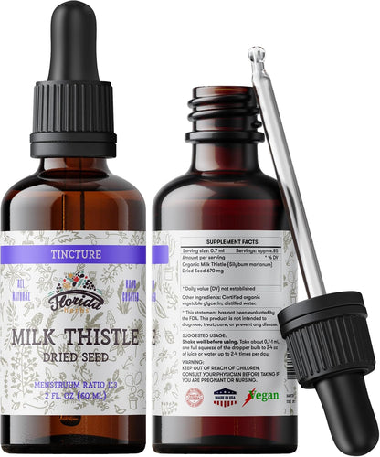 Milk Thistle Root Liquid Extract – Organic Milk Thistle Tincture – Alcohol-Free Herbal Supplement – Natural Silybum Marianum Drops – Non-GMO, 2 fl oz