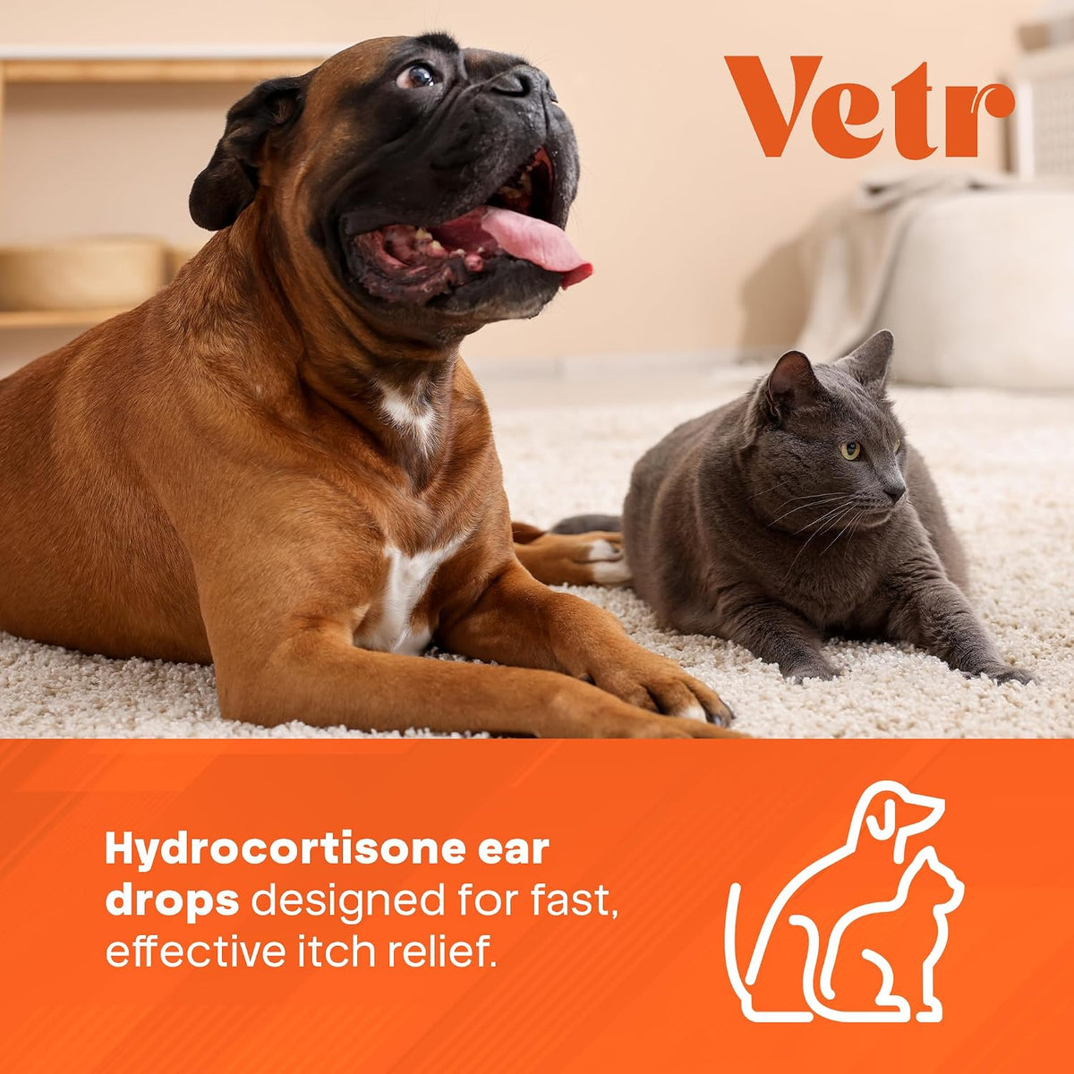 vetr Anti-Itch Ear Drops for Dogs - Topical Ear Comfort Support Solution - 2 oz (60mL) - Vet-Formulated in USA