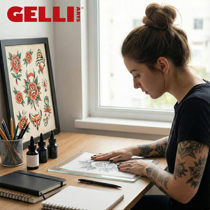 Gelli Arts 3 in Square Tattoo Skin – Set of 4 Kit – Lifelike Clear Skin For Practicing Tattooing & Microblading – Compatible with Ink & Acrylic Paints – CLEAR SKINZ Collection