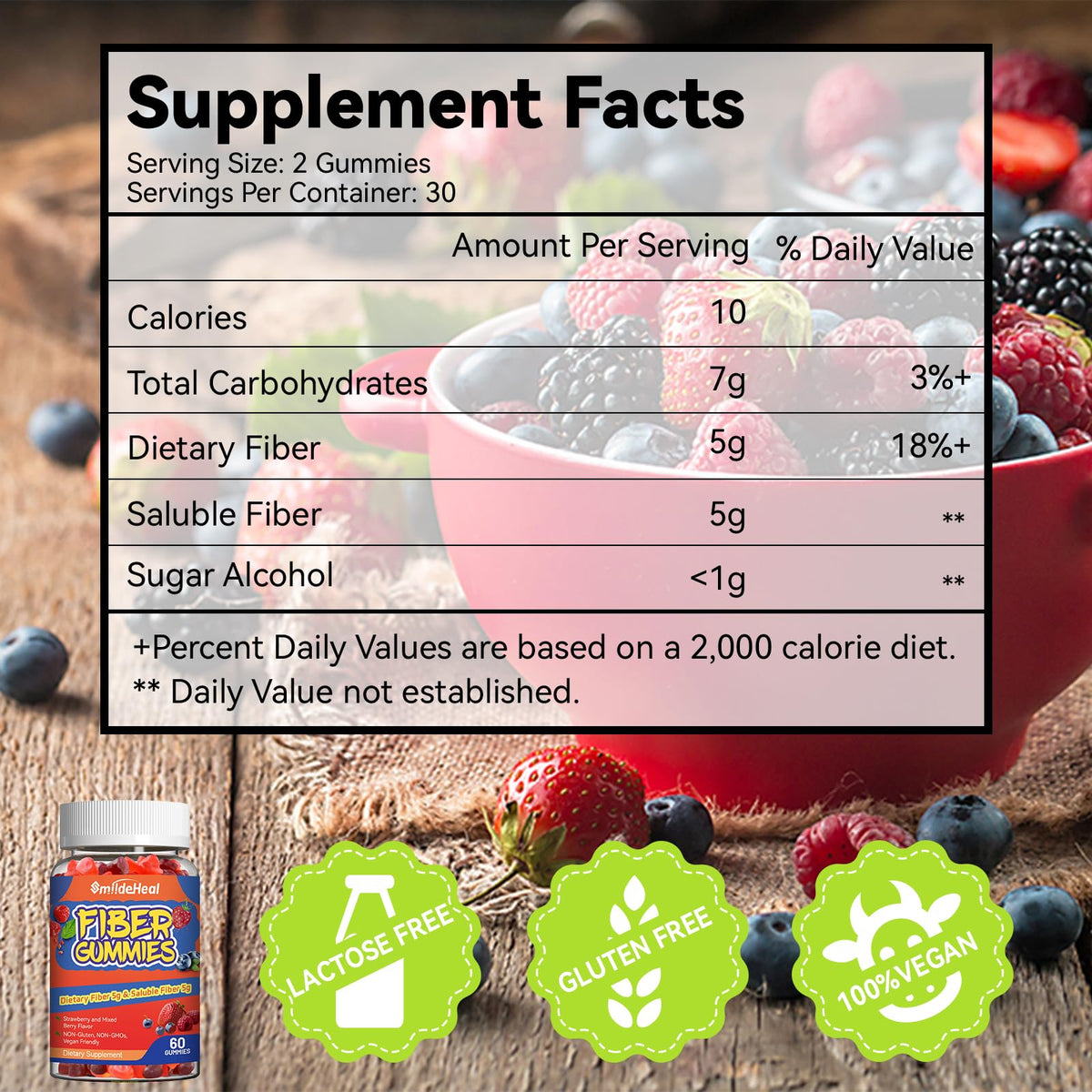 Fiber Gummies, Dietary Fiber , for Women and Men, 60 Count Gummies | Fiber Gummies, Dietary Fiber, for Women and Men, Gut Health Support,Mixed Berry and Strawberry Flavor, 60 Count Gummies