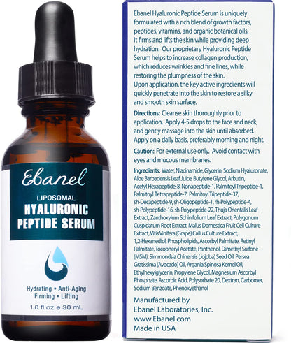 Ebanel Bundle of Hyaluronic Acid Serum, and Exfoliating Face Scrub Peeling Gel, 4.12 Oz