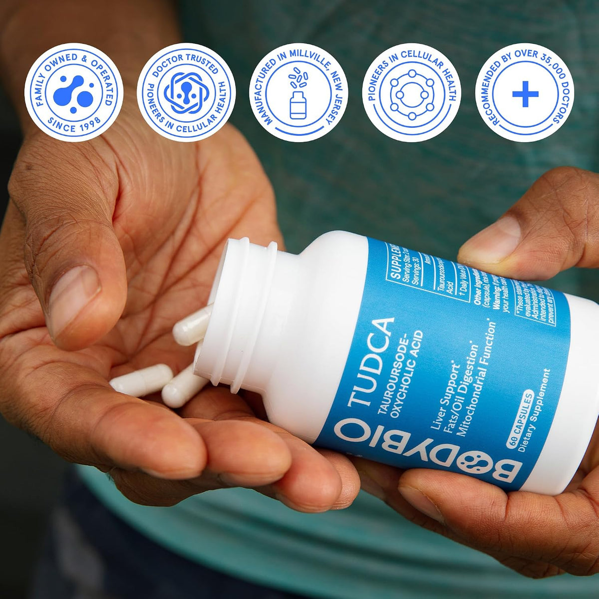 BodyBio TUDCA - Liver Support, Fat Metabolism & Gallbladder Health | Pure Tauroursodeoxycholic Acid Supplement