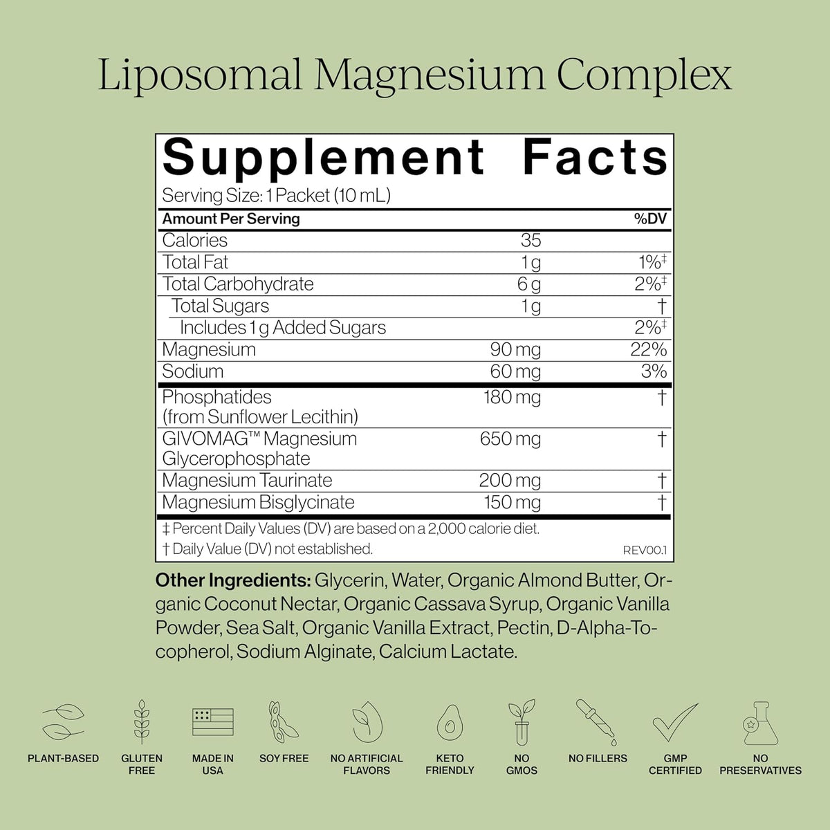 CYMBIOTIKA Liposomal Magnesium Complex for Sleep, Calm, Relax & Recovery | 3 forms: taurate, bisglycinate & glycerophosphate. Highly absorbable, stomach-friendly. Vanilla Almond, 28 pouches. Vegan.