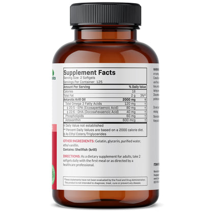 Futurebiotics Antarctic Krill Oil 2000mg with Astaxanthin, Omega-3s EPA, DHA and Phospholipids - 100% Pure Premium Krill Oil Heavy Metal Tested, Non GMO – 120 Softgels