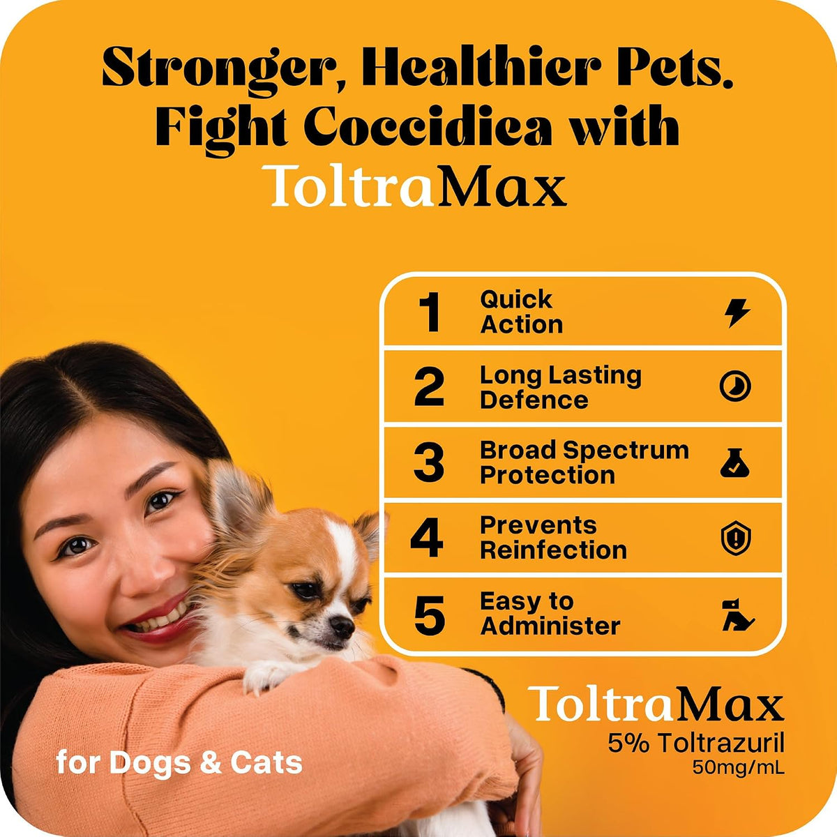 Toltrazuril 5.0% for Horses, Dogs, Cats, 120mL/4 Ounce, for Non-Food Chain Animals