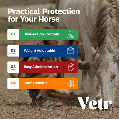 vetr Horse Intestinal Support Paste PraziMectin - Apple Flavor - 0.225 oz Syringe - for Horses up to 1320 lbs