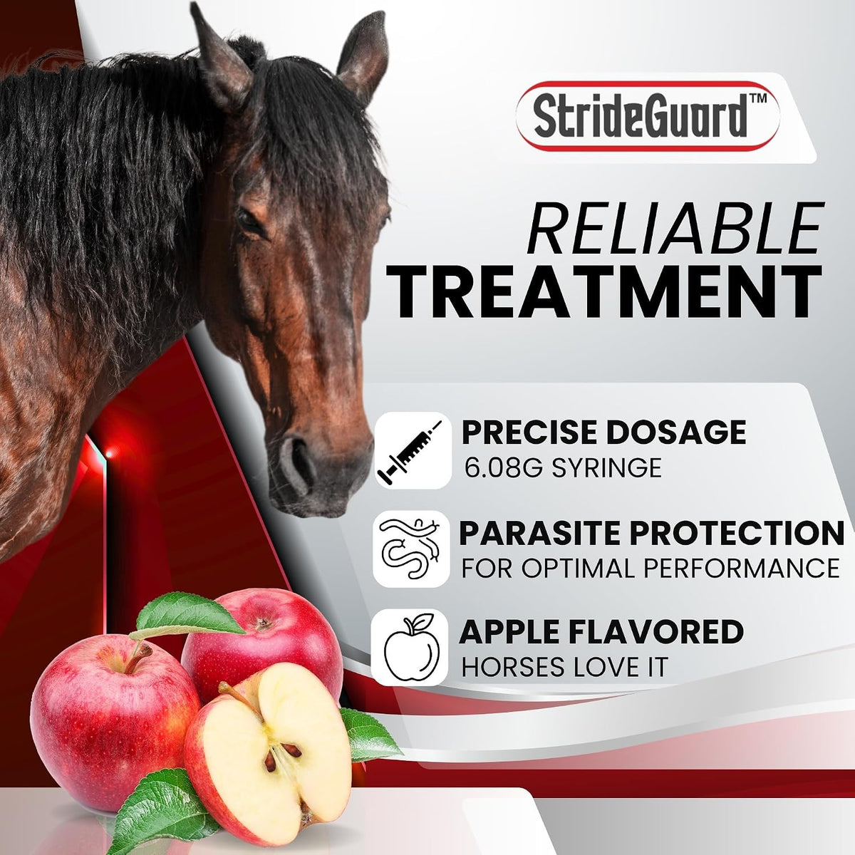 Horse Ivermectin Paste 1.87% – Apple Flavored Oral Horse Dewormer Syringe – 6.08g Tube Treats Horses Up to 1250 LB [Pack-5]