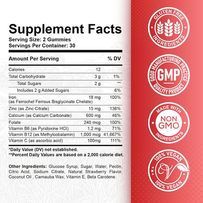 Iron Gummies Supplement for Adults & Kids | Calcium Potassium Magnesium Gummies | Bundle