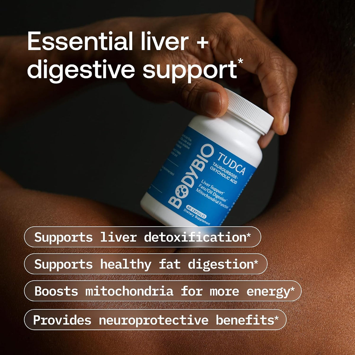 BodyBio TUDCA - Liver Support, Fat Metabolism & Gallbladder Health | Pure Tauroursodeoxycholic Acid Supplement