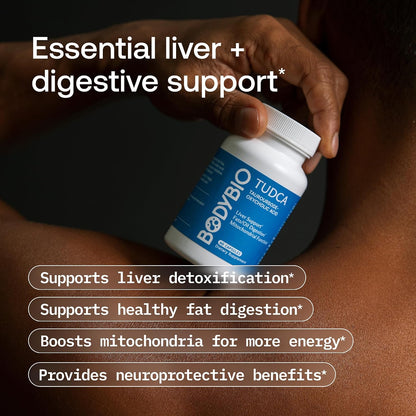 BodyBio TUDCA - Liver Support, Fat Metabolism & Gallbladder Health | Pure Tauroursodeoxycholic Acid Supplement